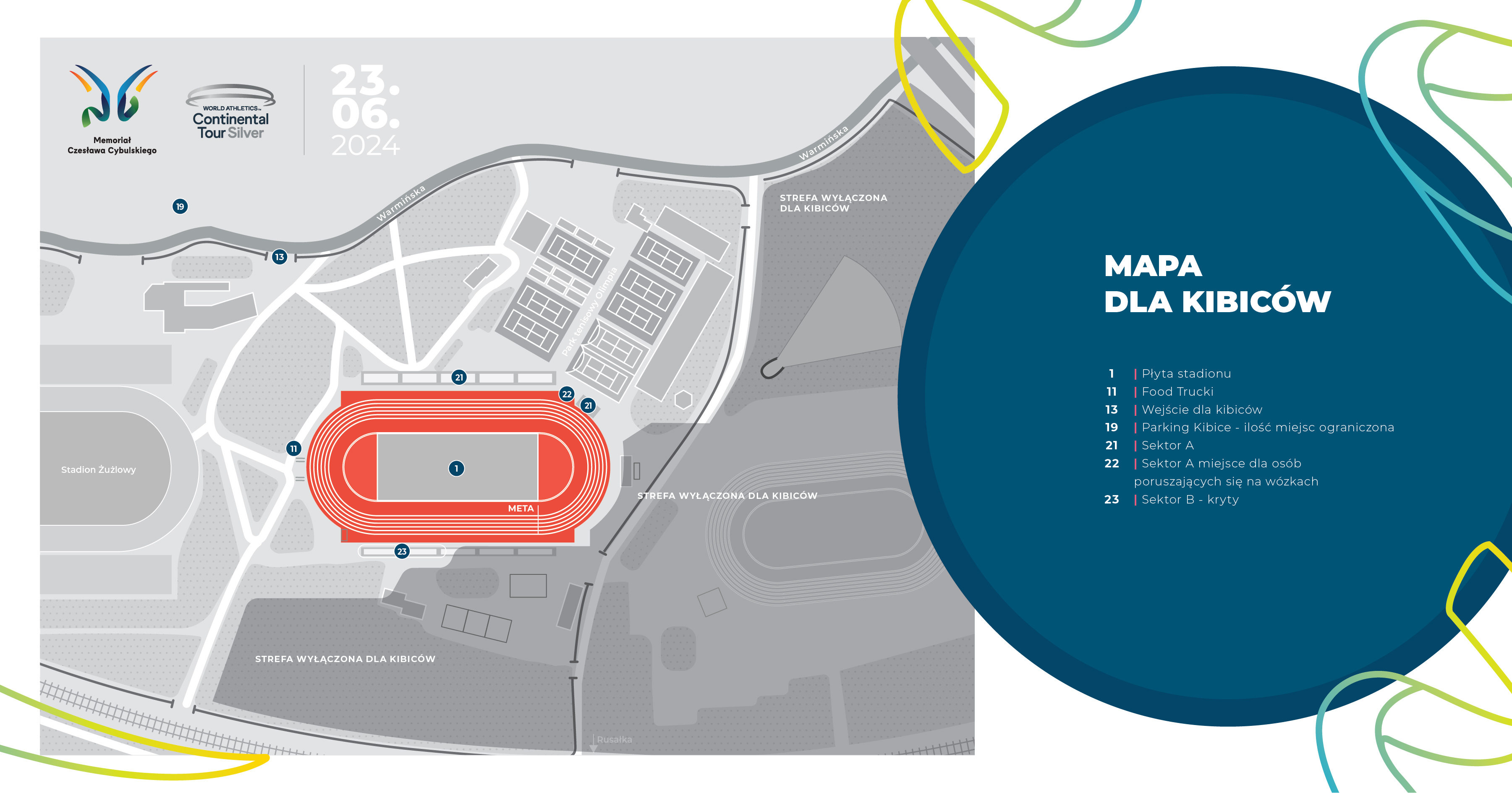 Mapa przedstawiająca okolice stadionu lekkoatletycznego POSiR Golęcin